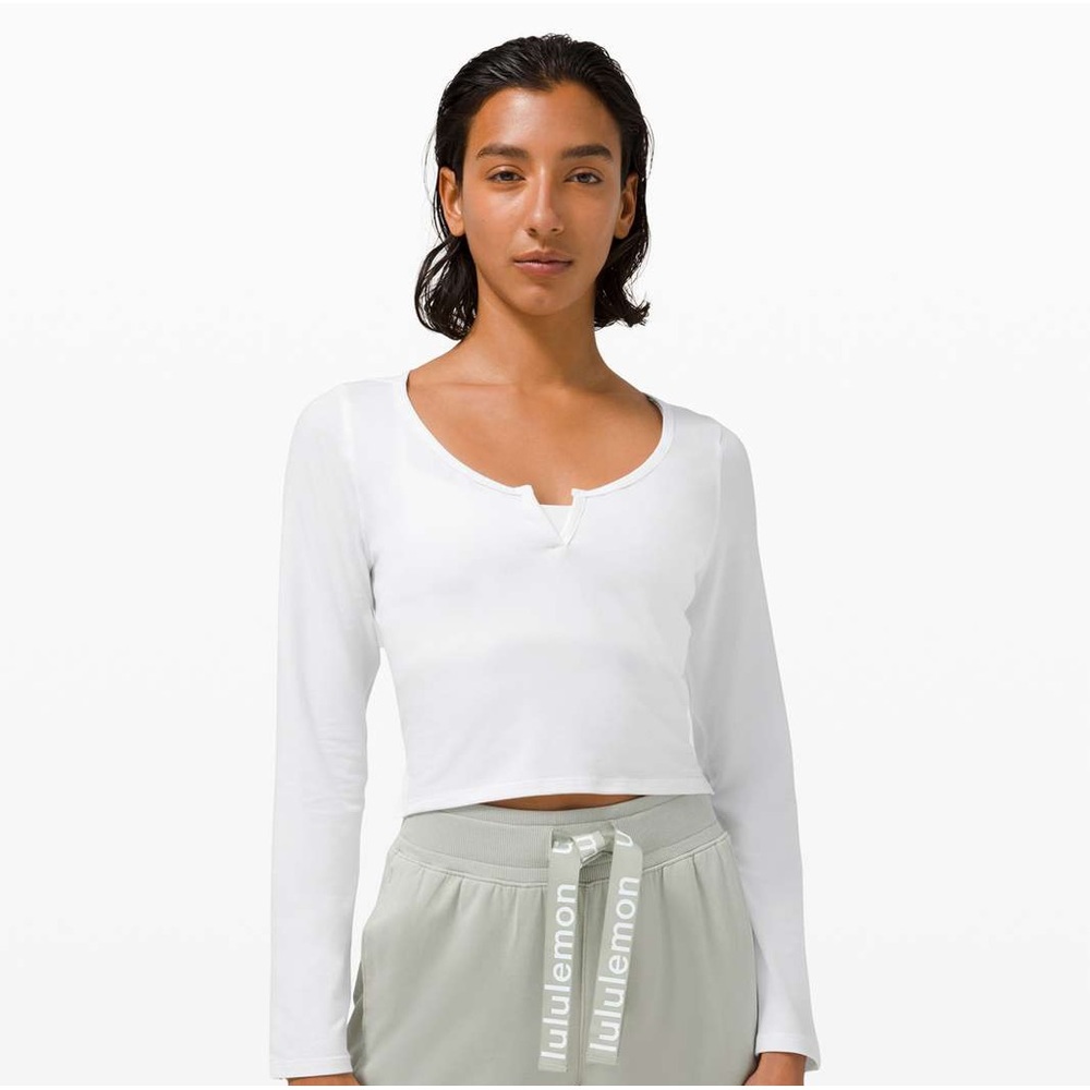 Lululemon Cropped Henley Long Sleeve Shirt